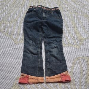 Betsey Johnson Blue Jeans with Pink and Orange Details